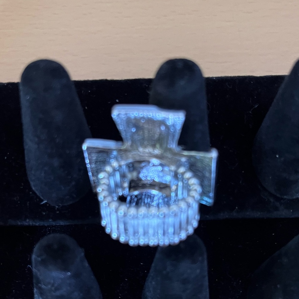 fantasy cross ring Adjustable with zirconia silver gothic unisex new